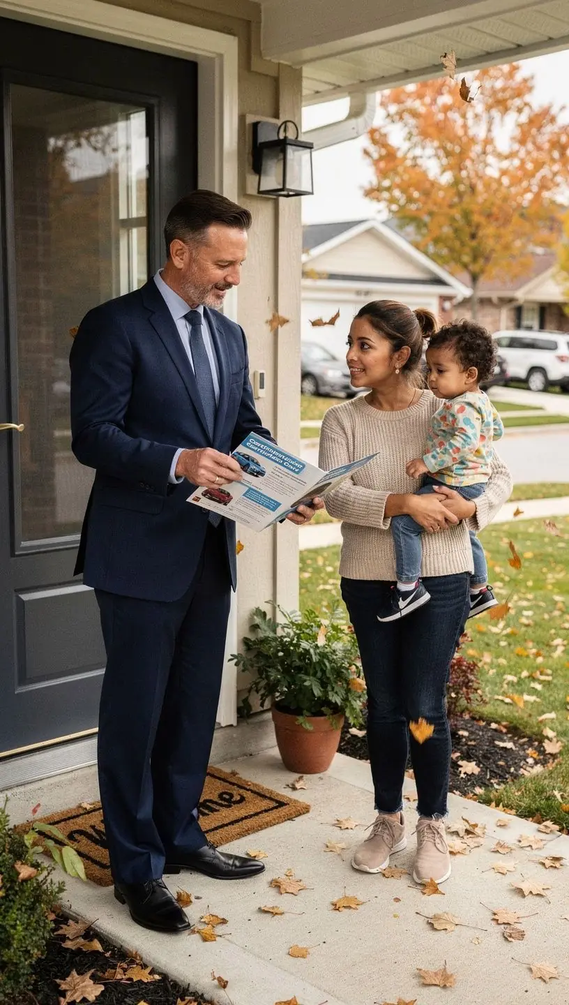 Иллюстрация процесса проверки страхового полиса для повышения доверия при продаже автомобиля в США